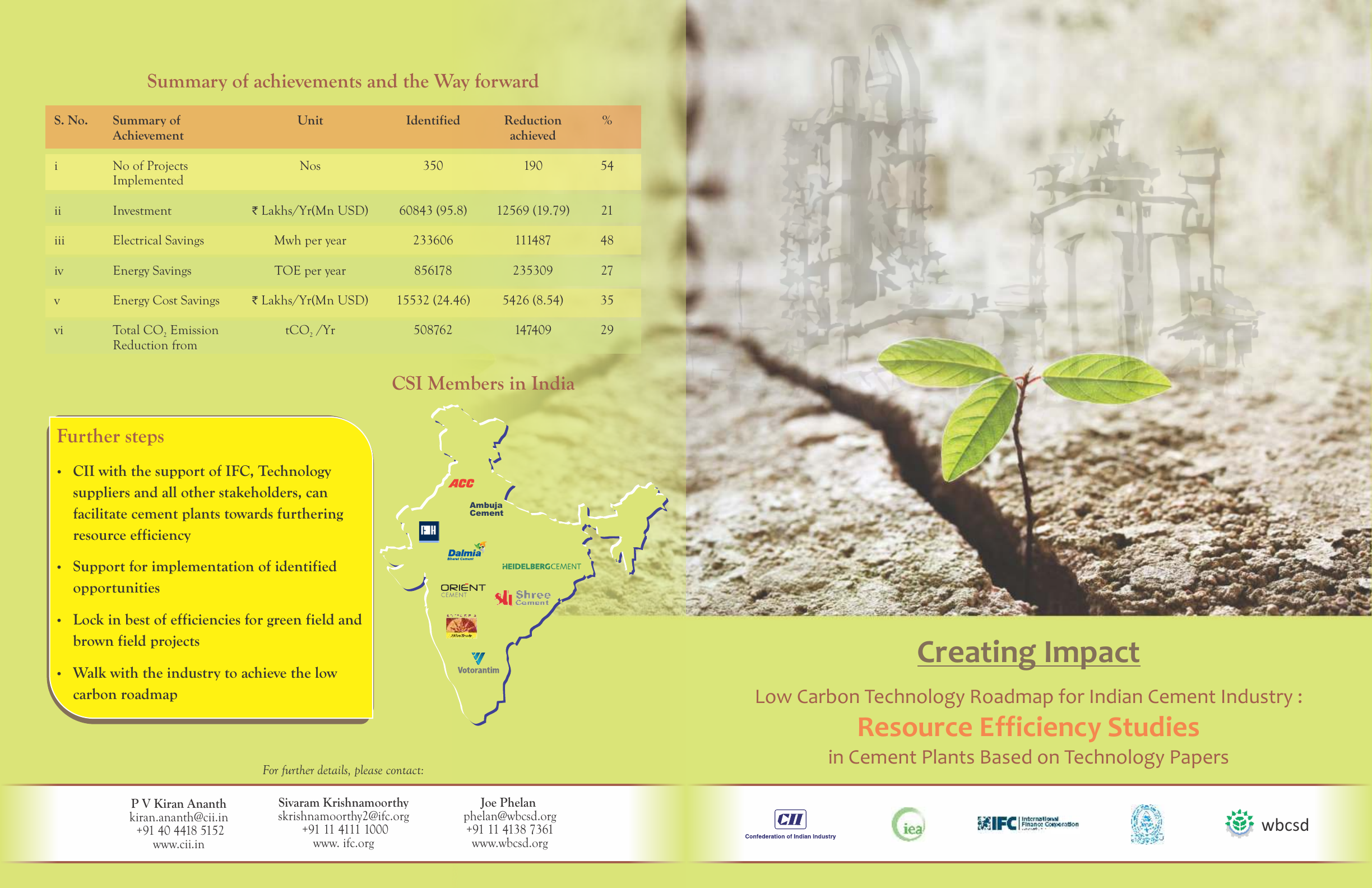 Creating Impact: Low Carbon Technology Roadmap for Indian Cement Industry: Resource Efficiency Studies cover