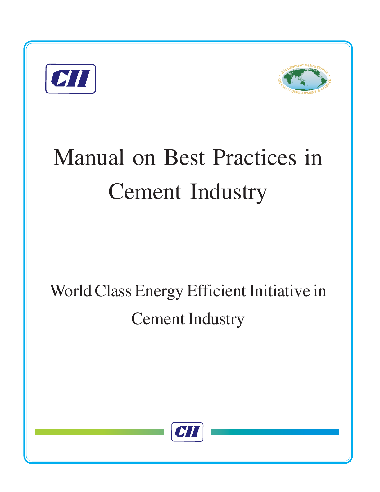 Manual on Best Practices in Cement Industry cover