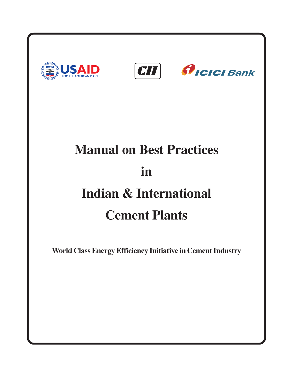 Manual on Best Practices in Indian & International Cement Plants cover