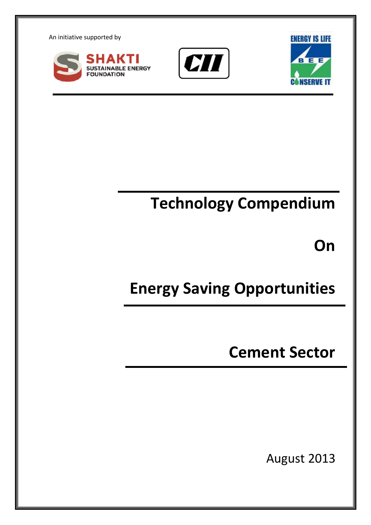 Technology Compendium on Energy Saving Opportunities: Cement Sector cover